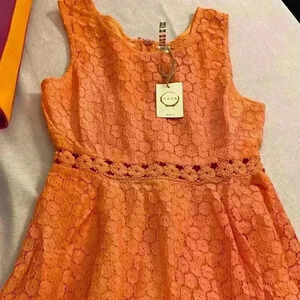 Anthropologie Raga Women's Sleeveless Lace Feminine Orange Mini size‎ M